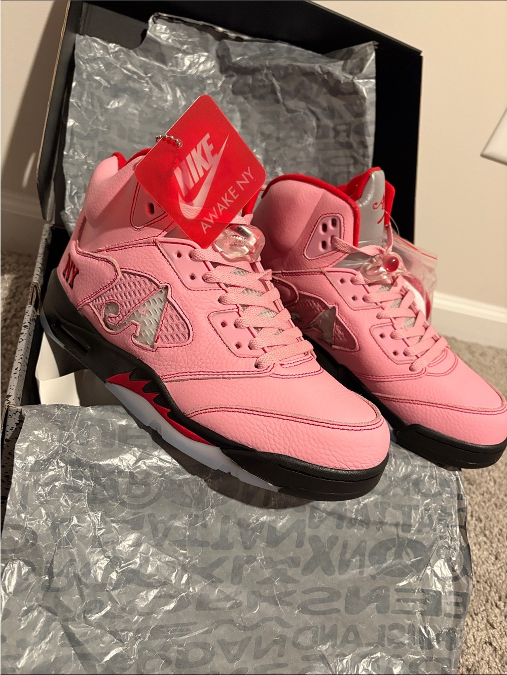 Nike Women’s Pink Basketball Sneakers with Black and Silver Trim